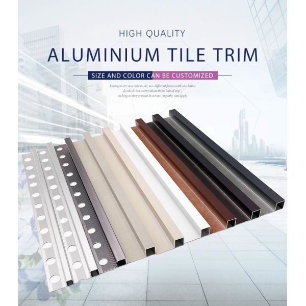 2mm Aluminum Tile Edge Trim , Anodized Square Ceramic Gold Metal Tile Trim