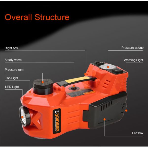 DINSEN 3 in 1 multifunctional 12v electric hydraulic jack ,inflator pump and light.