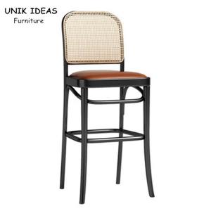 Buy cheap French Bistro Rattan Cafe Bar Stools White Rattan Counter Height Bar Stools With Backs product