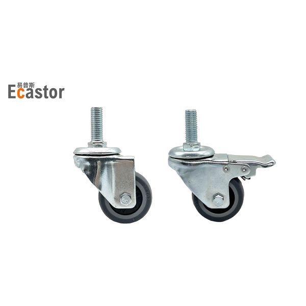TPR Rubber Flat Furniture Locking Caster Wheels 50MM Gray