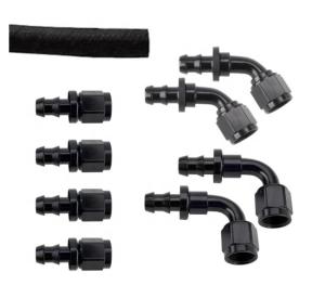 Customized Support Round Head Code Black Aluminum Push-On Hose End Fitting Kit AN6 9PCS Female Connection and Durable