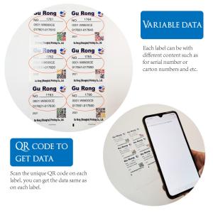 China BOPP Film Variable Data Label Printing QR Code  Digital Print Label on sale