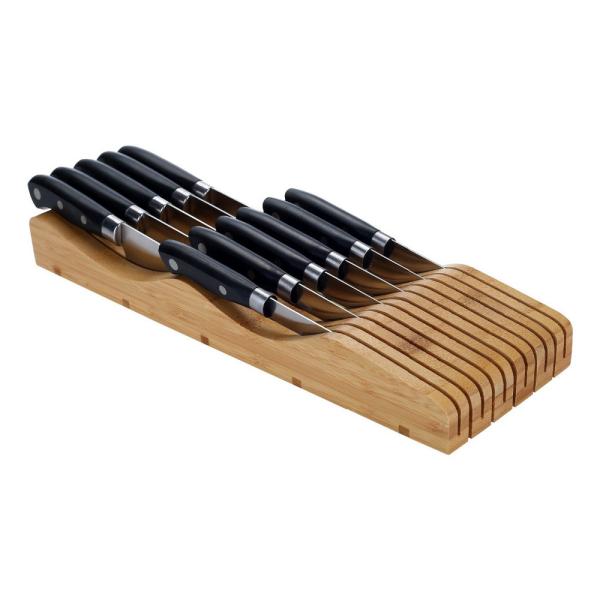 Quality Bamboo In-drawer Knife Block Storage Organizer Holder for sale