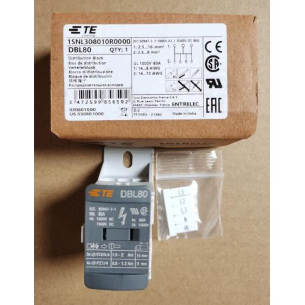 Entrelec Block Gray TE Dynamic Products DBL80 1SNL308010R0000 DIN Rail Terminal Blocks