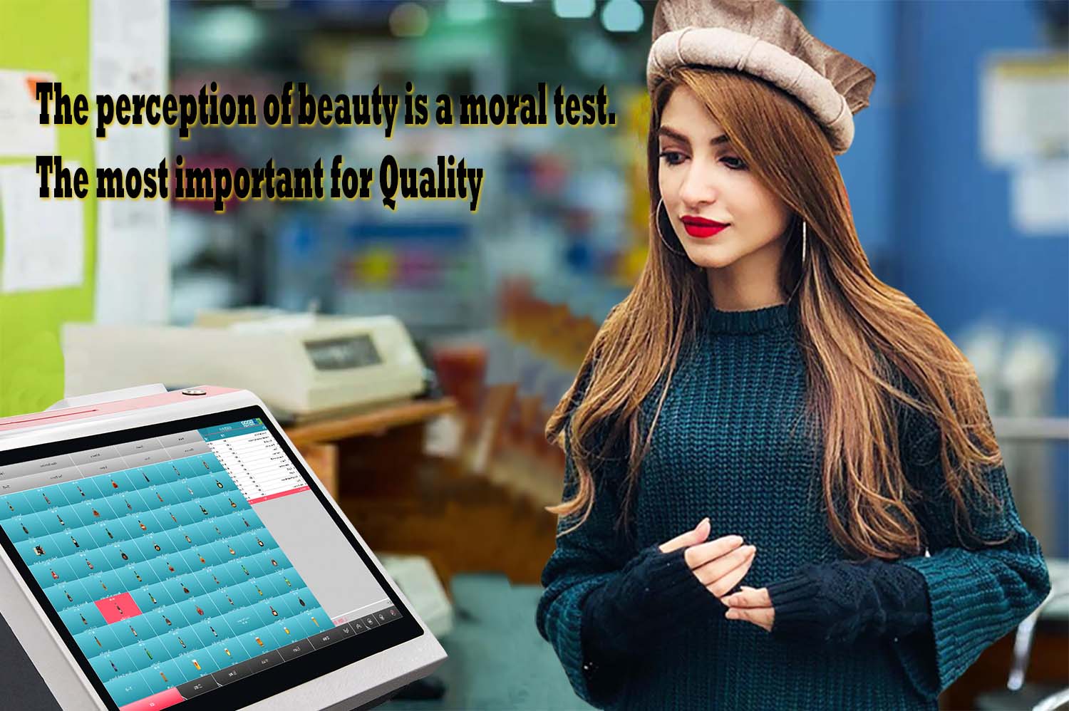 Capacitive Touch Screen Dual Display POS System with Built-in 80mm Printer 14.1 Inch