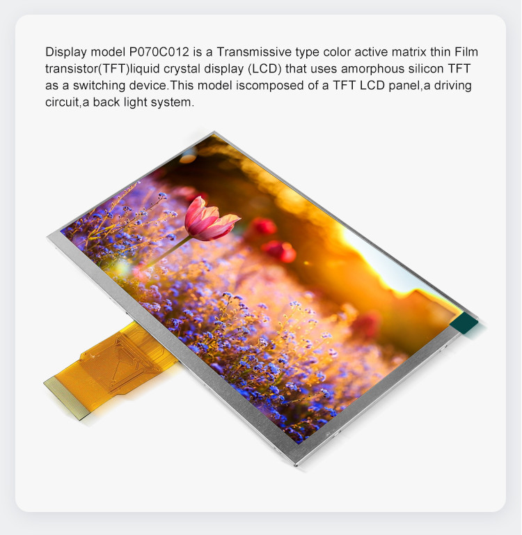 Polcd RoHS 300 Nit 7 Inch Lcd Display 800X480 Pixels TFT LCD Module