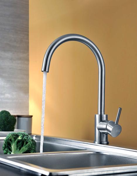 Quality Chrome Brushed Stainless Steel Faucet Kitchen Tap 12.5L/Min for sale