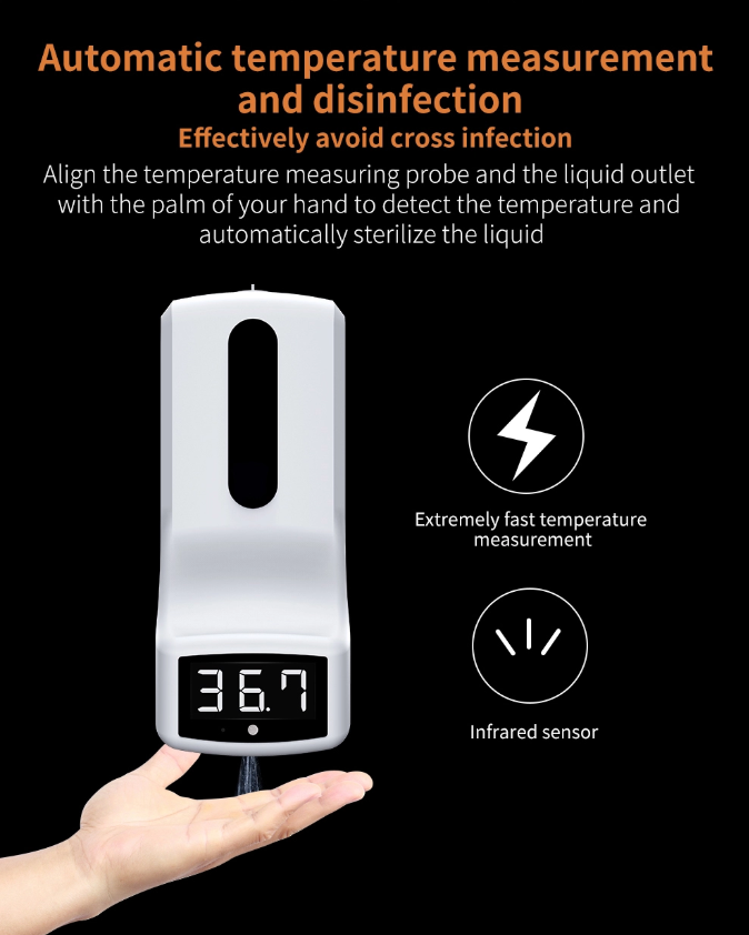 Temperature Detector 1000ml 3W Hand Disinfectant Dispenser