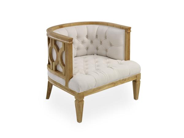 Quality Tufted button seat solid wooden craved back wedding sofa chair for event and party rental linen fabric for sale