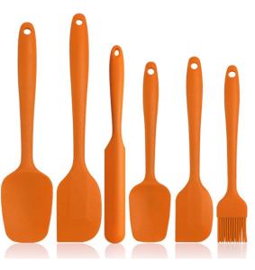 Silicone Spatula Set-Orange 6 Pieces Non-stick-Stainless Steel Mandrel