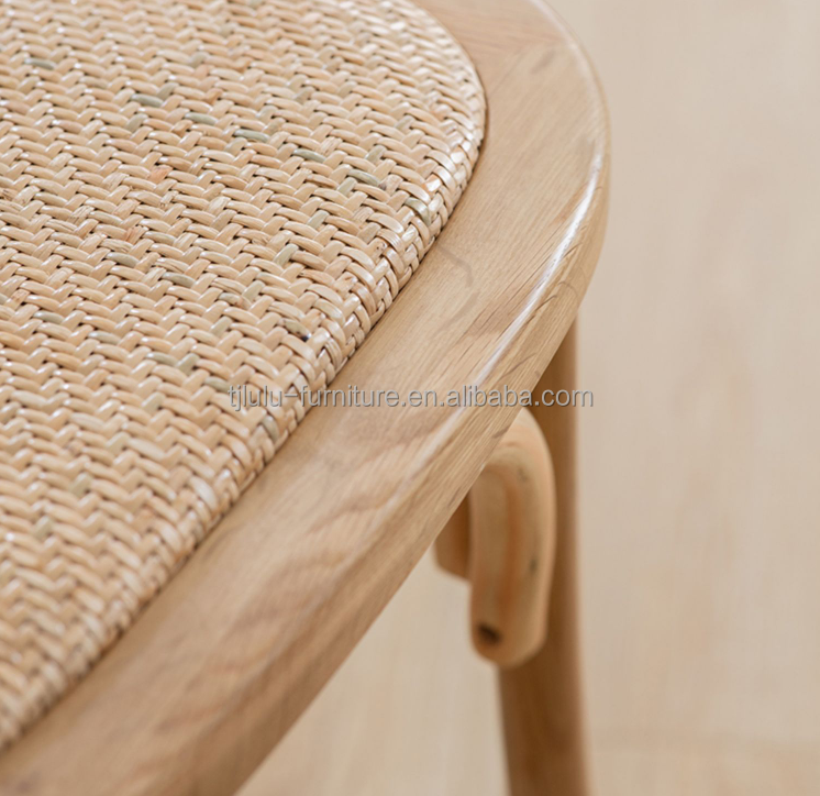 Customized Designs Nordic Modern Rattan Cross Back Stackable Solid Wood Banquet Wedding Wooden Chair OEM Service Accepted