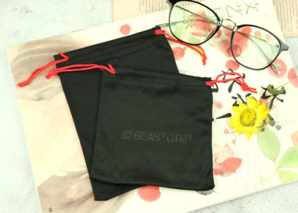 Quality Embossing Printing Microfiber Eyeglass Drawstring Bags Washable Reusable for sale