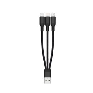 3 In 1 Fabric Braided 3A Fast Charging USB Data Cable USB Charging Cable For Computer, Mobile Phone,Computer