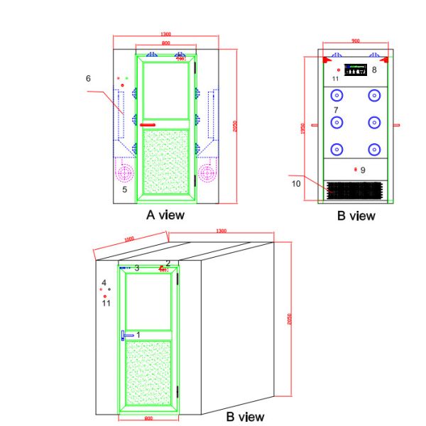 Three Sided Blowing Cleanroom Air Shower , Air Showers For Clean Rooms With Electric Magnetic Locks