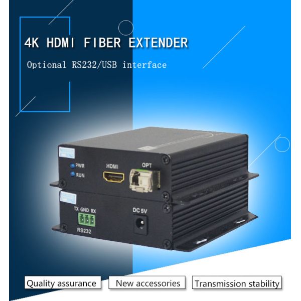 1Port UHD 4K/2K HDMI To Fiber Optic Converter with RS232 PTZ data for CCTV system