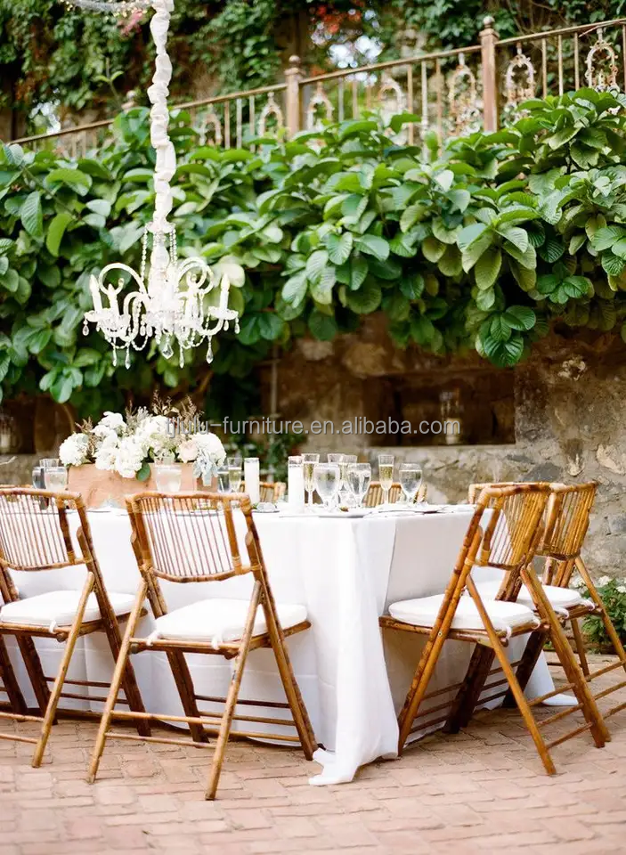 Modern Design Style Wood Rustic Bamboo Folding Outdoor Dining Chair for Event Party Furniture Wedding