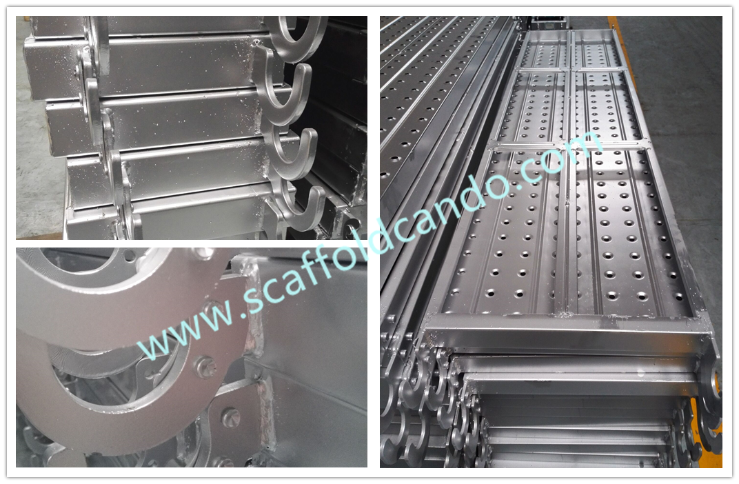 Pre-galvanized catwalk 420*1829mm, 480*1829mm, 500*1829mm plank with 43.5mm hooks as working platform in frame scaffold