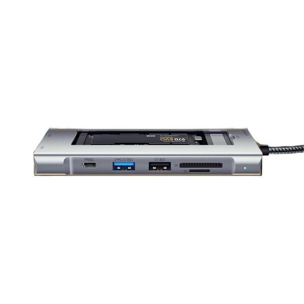 Quality External Hard Drive Enclosure 8 In 1 Laptop USB C HUB 10Gbps For M.2 PCIe NVMe And SATA SSD for sale