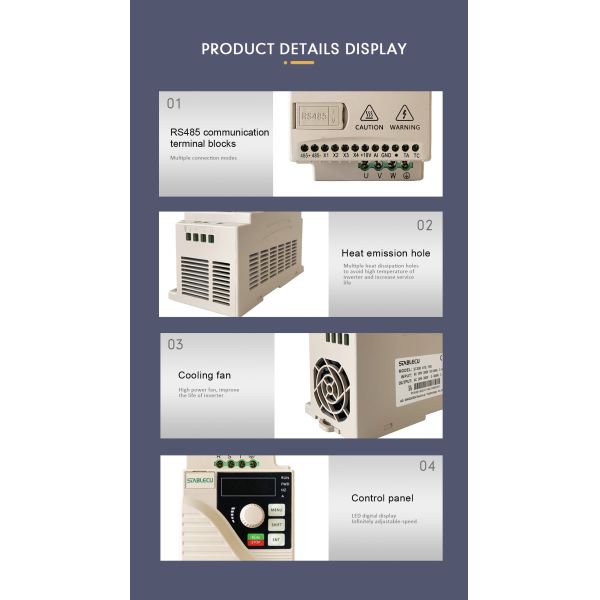 0.75KW Single Phase Frequency Inverter Variable Speed Drive For Food Industry Equipment