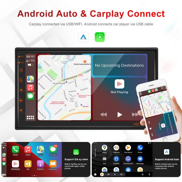 1 16GB Touch Screen Car Media Player with Built-in Wireless CarPlay and AUX Port