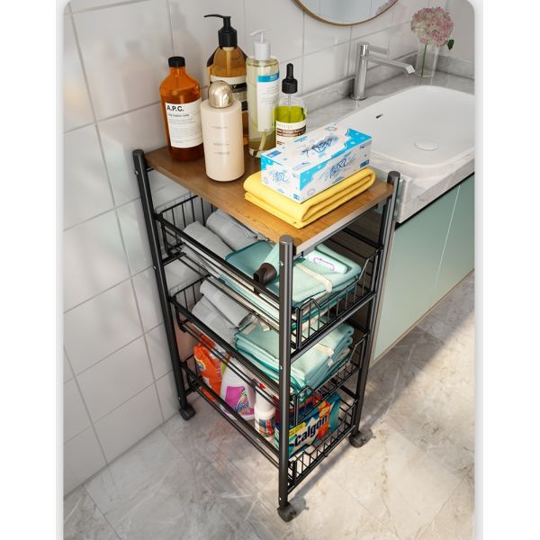 Drawer Type Multi Layer Kitchen Shelf With 4 Tier Shelving Unit