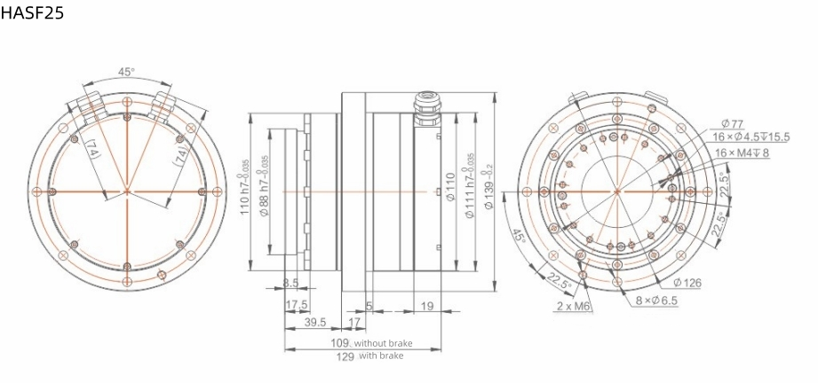 220V HASF Harmonic Drive Servo Motor Rotary Actuators ODM
