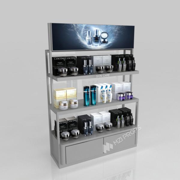 GDR03-CB-06 Side Cabinet End Bracket with Transparent Tempered Glass and Adjustable Shelves for Specialty Beauty Stores