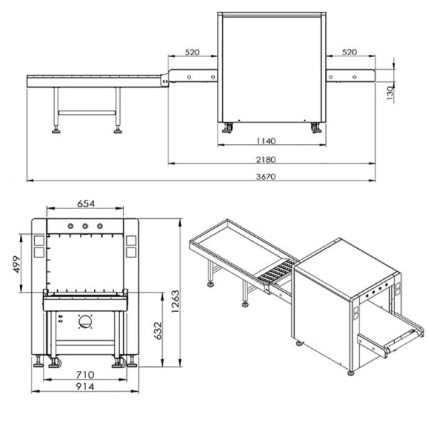 View larger image Typical X RAY baggage scanner