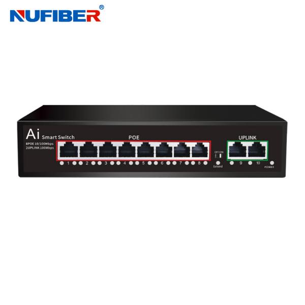 Quality Black Gray 8 Port Poe Switch With 1 Gigabit Uplink OEM ODM Supported for sale
