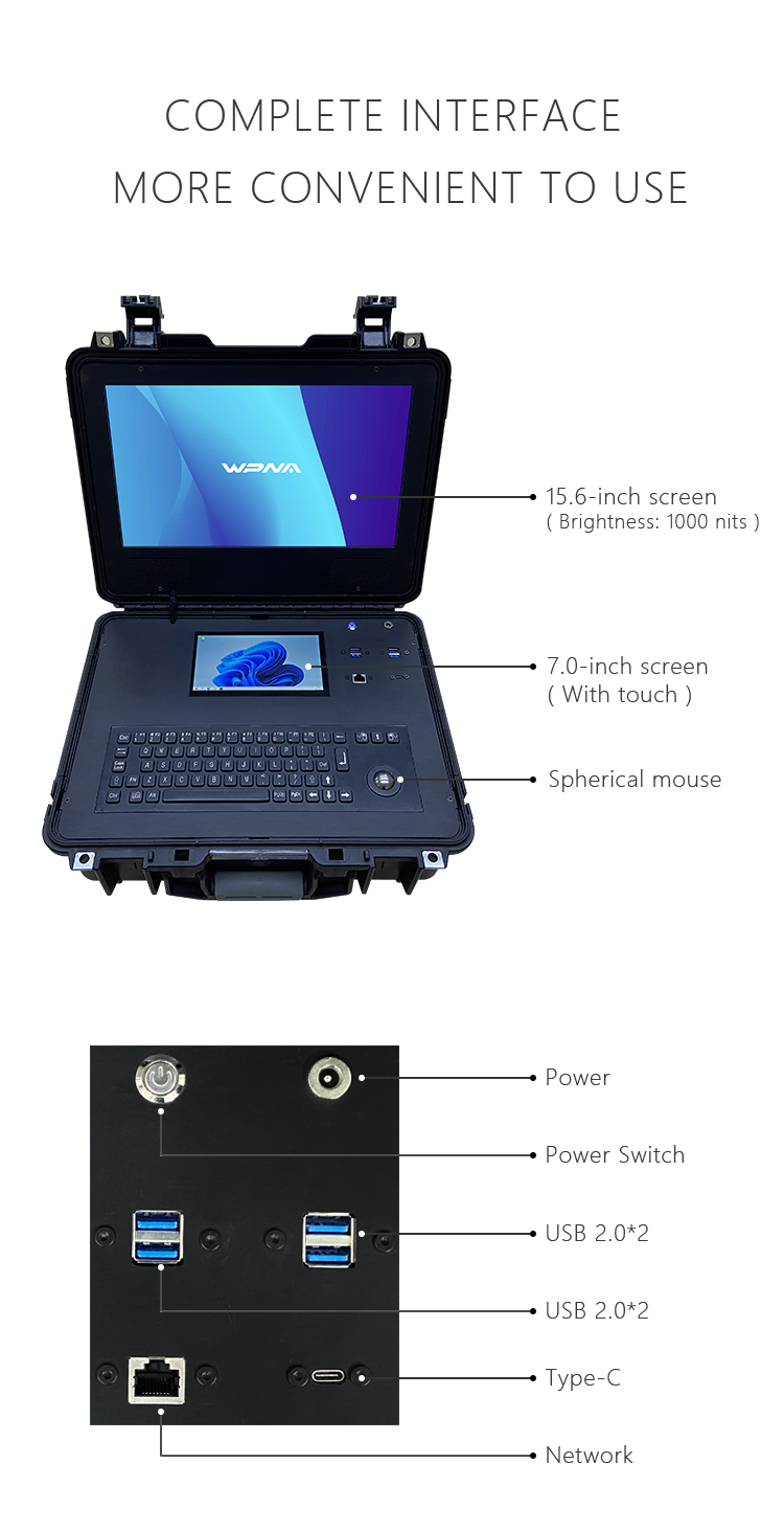 NFC 1D 2D Barcode Scanner Rugged Custom Computer 15.6inch With 13000mah Battery