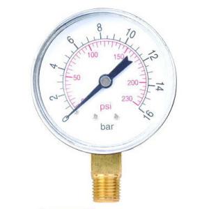 pressure gauge, pressure gage, pressure meter, piezometer, pump accessory