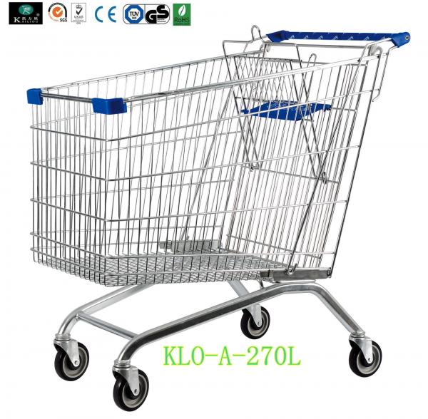 Quality European Supermarket Purchase Shopping Carts For Seniors 270L / Metal Shopping Trolleys for sale