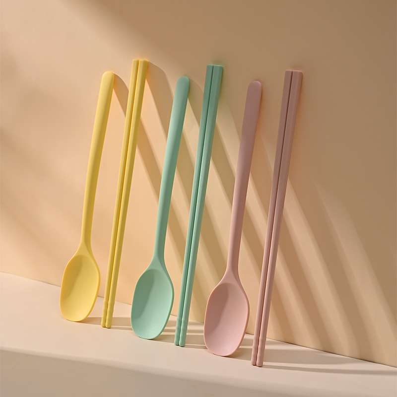 Factory Food Grade Silicone Tableware Set, Reusable Silicone Spoons and Chopsticks, Wholesale OEM ODM