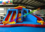 Popular Outdoor Inflatable Water Slides , Inflatable Jumping Slide With Pool