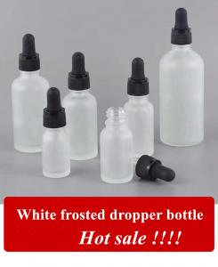 China 20ml 30ml50ml 2oz Cosmetic Personal care Eye Essential Oil Glass White Frosted Dropper Bottle with Dropper Cap on sale