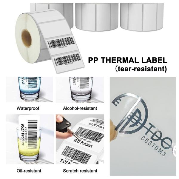 Quality Matte PP Thermal Label Sticker Matte Synthetic Paper Label Water Proof Tear Resistant for sale