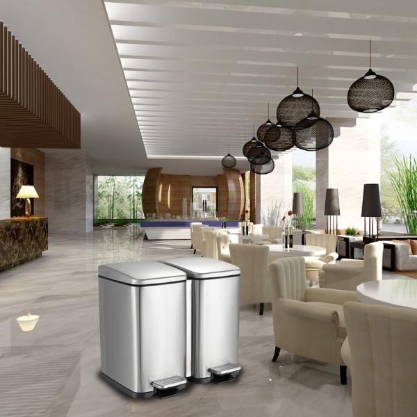 Quality Fingerprint Proof 20L Dual Compartment Trash Can for sale