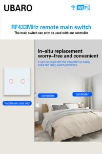 Buy cheap 2 Button Wifi Button Switch Plastic Shell 433mhz Button Tempered Glass Panel product