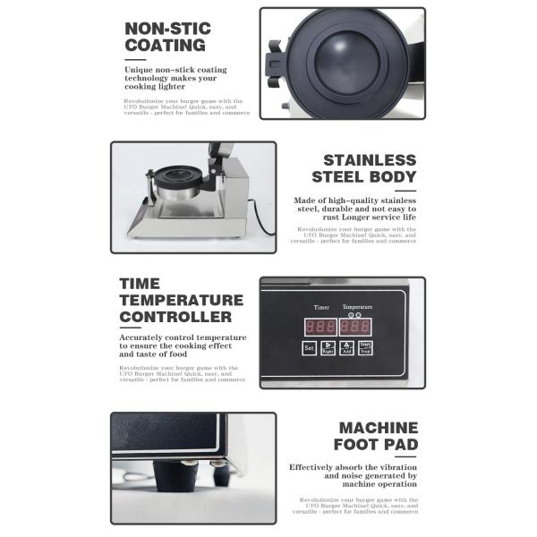 Temperature Range 50-300C Ice Cream Burger Machine Custom Mold Ufo Burger Maker Machine
