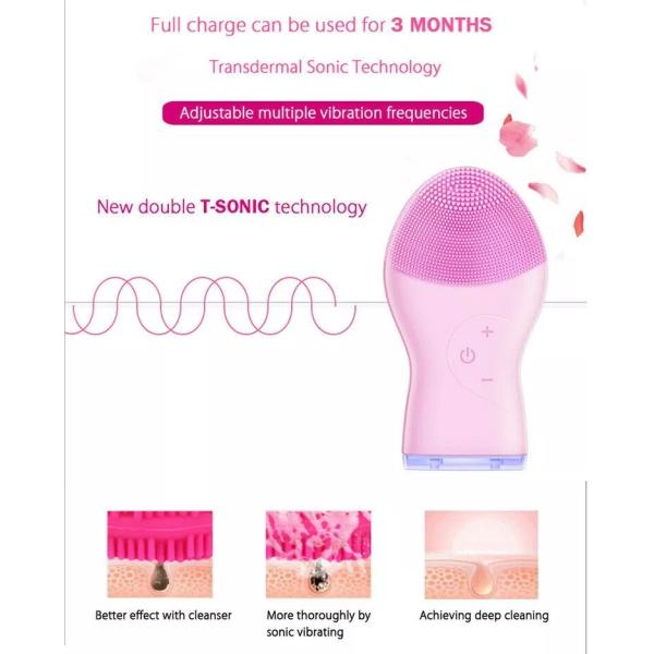 Sonic Silicone Facial Cleansing Brush USB Rechargeable Electric Silicone Face Brush Deep Cleansing Beauty Facial Brush