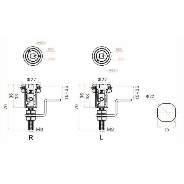 High Speed Rail Compartment Cylinder Cam Lock , Quarter Turn Lock With Exquisite Appearance