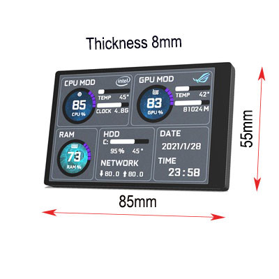 3.5 Inch USB Secondary Monitor IPS Secondary Pc Monitor CPU RAM HDD 320x480