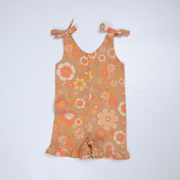 Quality 100% Linen Fabric New Born Rompers With Full Print For Baby Jumpsuit for sale