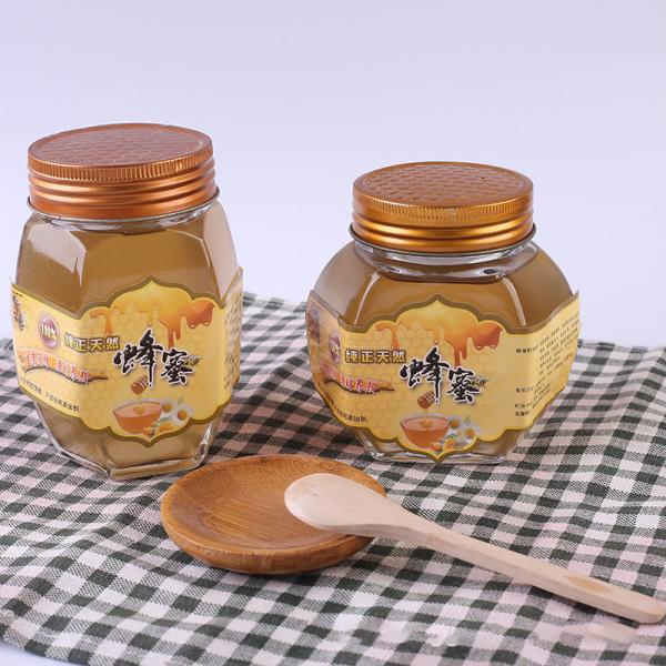 Big Belly Honey Glass Jar 500ml Six Sided Heat Resistant ISO9001