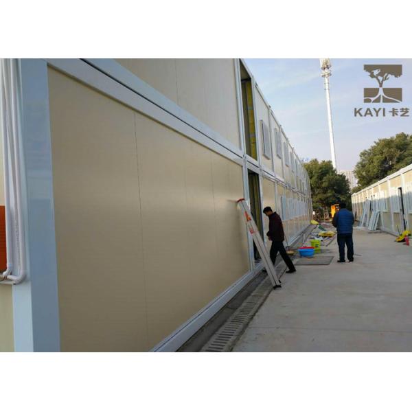 Two Stories Living Container House , Yellow Cargo Container Office With Internal Stairs