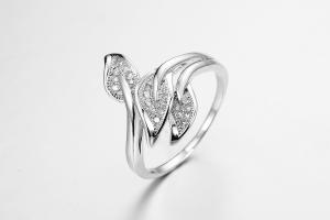 China Three Leaves Butterfly 925 Silver CZ Rings 3.54g Sterling Silver Cubic Zirconia Ring Set on sale