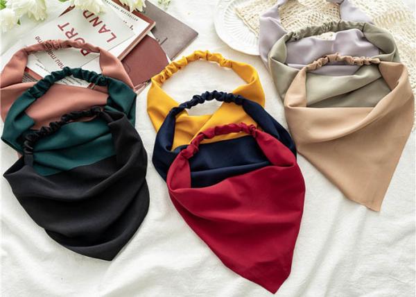 Solid color chiffon triangle scarf custom hair bands women's simple elastic