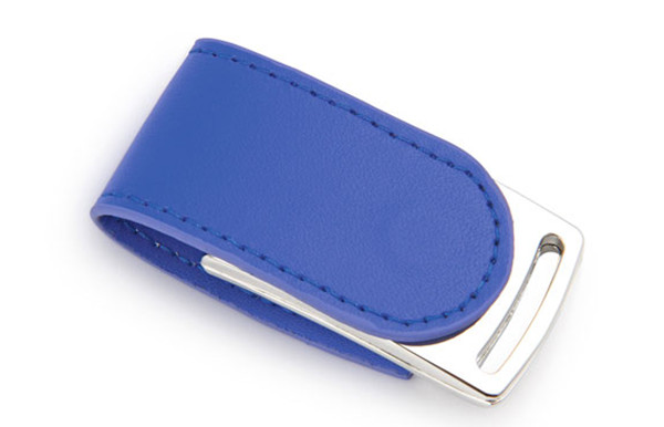 CE Blue Eco Leather USB Flash Disk 4GB For Promotional Product