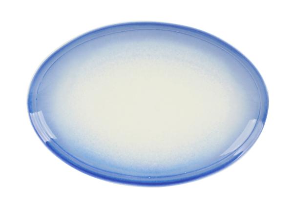 Quality Blue Reactive Color Dinnerware And Serveware Set Oval Platter With Embossment Rim for sale