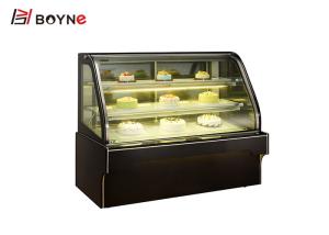 China Curved Glass Cake Display Fridge , Marble - Base Upright Cake Showcase on sale